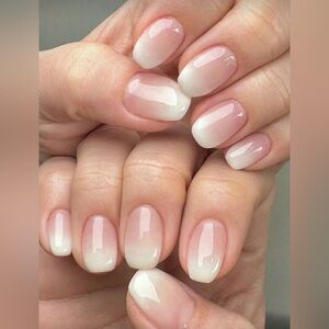 Elegant Pink and White Ombre Nails